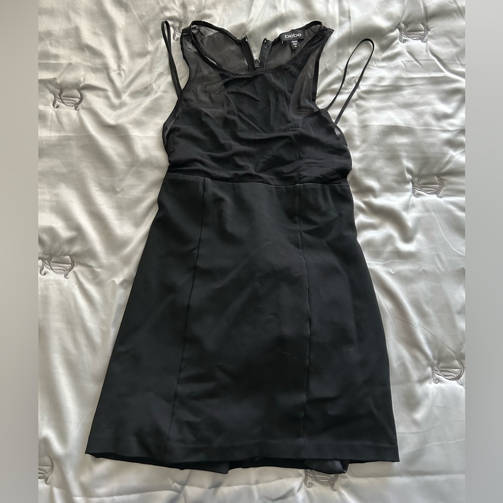 Black Bebe racerback mesh dress S